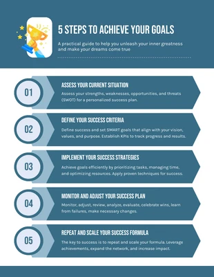 Free  Template: 5 Ways to Achieve Your Goals Success Infographic Template