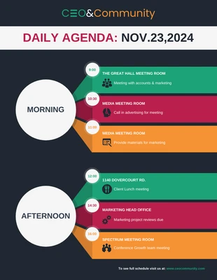 business  Template: Company Daily Work Meeting Timeline Infographic Template