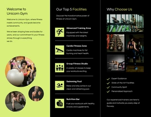 Dark Modern Green and Yellow Gym Tri Fold Brochure - Page 2