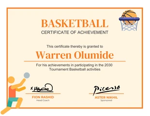 Free  Template: Illustration Basketball Sport Certificate Template