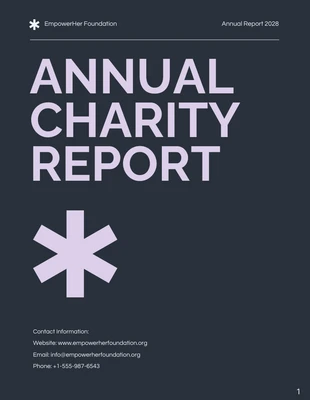 Free  Template: Purple Charity Report Template