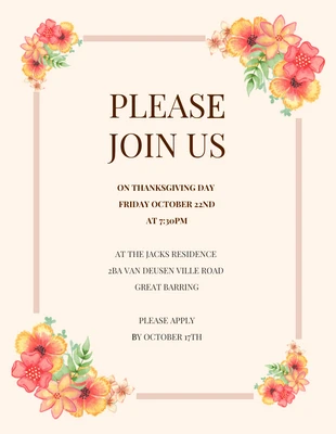 premium  Template: Thanksgiving Invitation