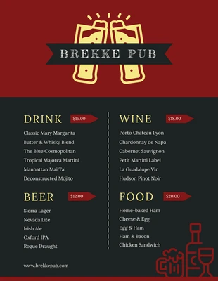 business  Template: Red And Black Simple Pub Menu