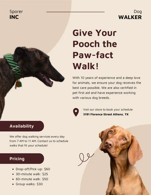 Free  Template: Parchment Dog Walker Flyer Template