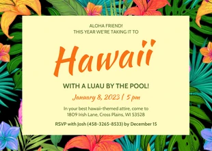 Free  Template: Hawaii Theme Party Invitation