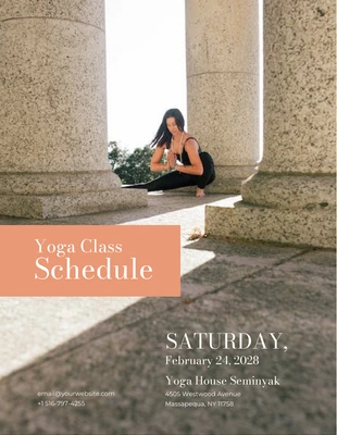 Free  Template: Photo Background Minimalist Yoga Class Schedule Template