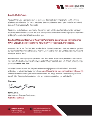 Free  Template: Corporate Health Announcement Letterhead