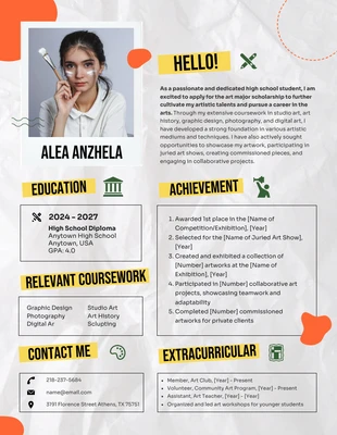 Free  Template: Simple Art Scholarship Resume Template