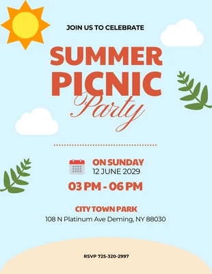 Free  Template: Sky Blue Picnic Invitation