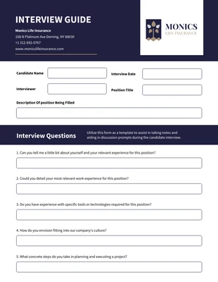 business interactive Template: Minimalist Interview Form Template