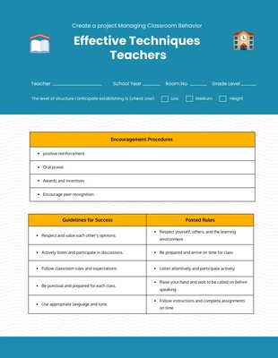 Free  Template: Managing Classroom Plan Template