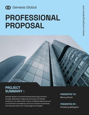 Free  Template: Blue White & Black Company Professional Proposal Template