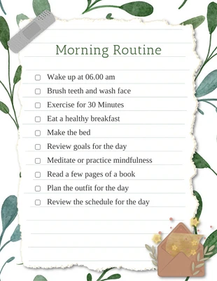 Free interactive Template: Floral Pattern Daily Morning Routine Checklist Template