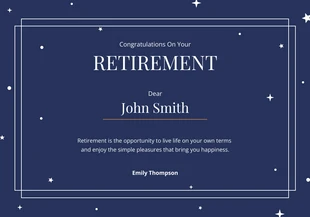 Free  Template: Midnight Dark Purple Illustrative Retirement Card