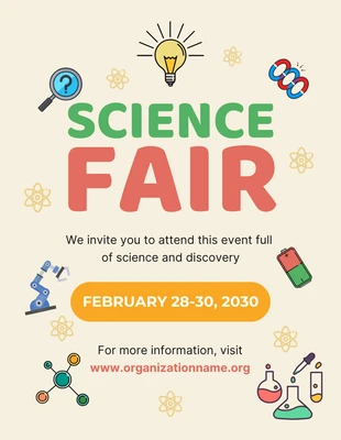 Free  Template: Light Yellow Colorful Playful Illustration Science Fair Poster