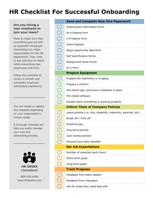 premium interactive Template: New Hire Onboarding HR Checklist