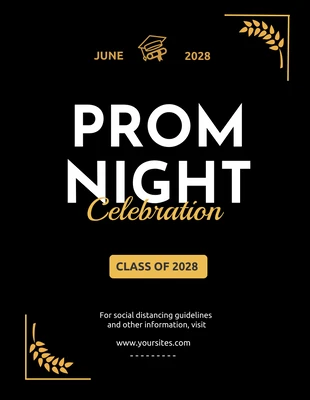 Free  Template: Black Golden Simple Prom Night Poster