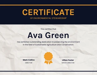 business  Template: Simple Stewardship Certificate of Dedication Template