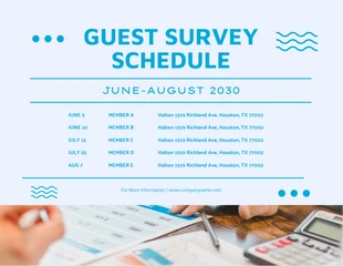 Free  Template: Light Blue Modern Playful Guest Survey Schedule Template