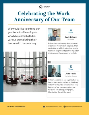 business  Template: Work Anniversary Email Newsletter Template