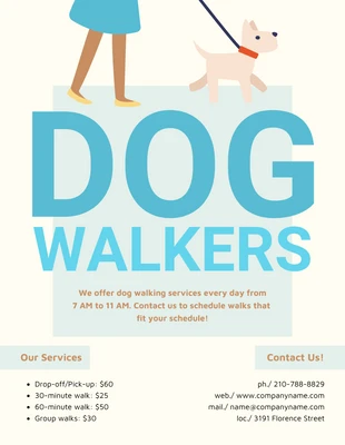 Free  Template: Illustrated Dog Walker Flyer Template