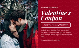 Free  Template: Red Simple Photo Valentine Love Coupon