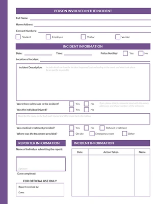 premium  Template: Incident Report Template