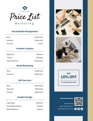 Free  Template: Marketing Price List Template