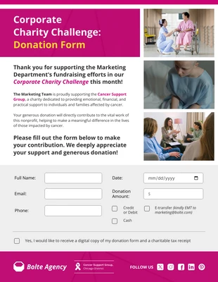 Free interactive Template: Corporate Charity Challenge Donation Form