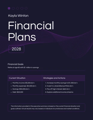 Free  Template: Dark Purple Financial Plan Template