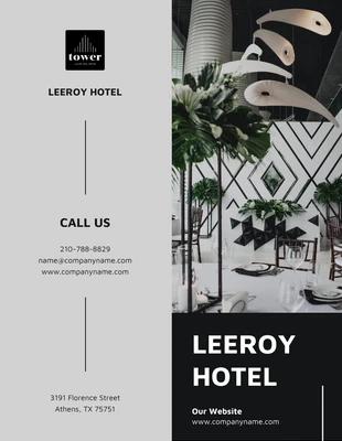 Free  Template: Black Grey Hotel Brochure Template