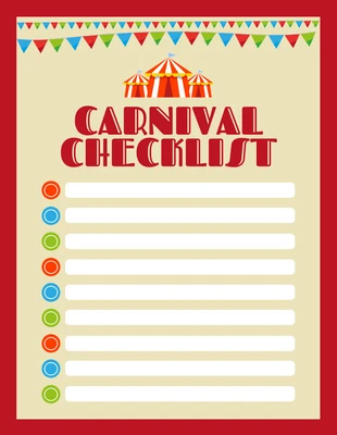 Free  Template: Red Carnival Checklist Template