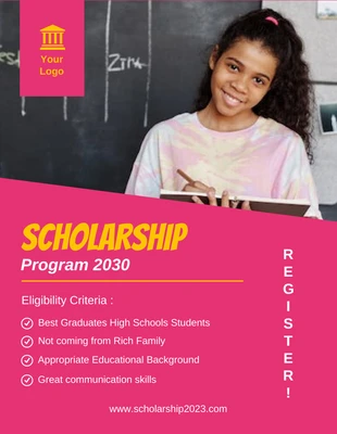 Free  Template: Cerise Red Scholarship Program Flyer Template