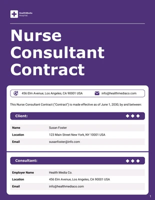 Free  Template: Nurse Consultant Contract Template