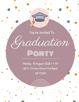 Free  Template: White and Dark Purple Graduation Invitation