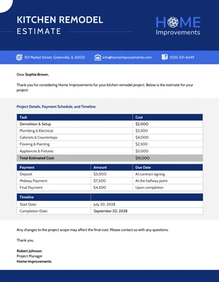 premium  Template: Kitchen Remodel Estimate Template