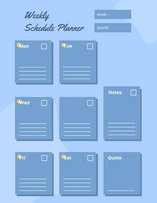 Free  Template: Simple Blue Weekly Schedule Planner Template