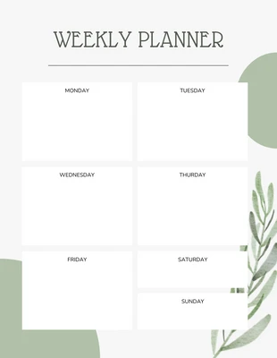 Free  Template: Green Aesthetic Weekly Plan Template