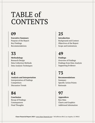 Free  Template: Book Content Design Table of Contents Template