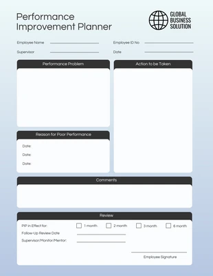 Free  Template: Blue Gradient Performance Improvement Plan Template