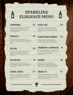 Free  Template: Brown Classic Texture Drink Menu