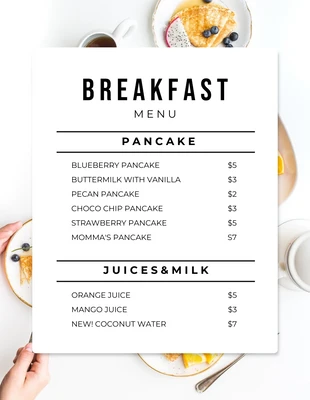 Free  Template: White Modern Breakfast Menu