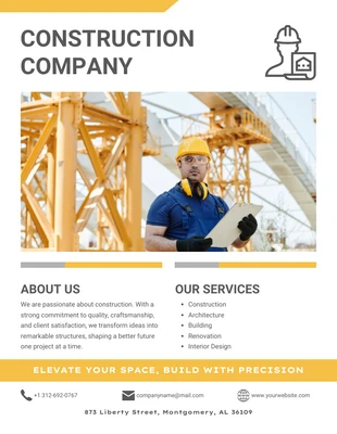 Free  Template: Simple Construction Company Flyer Template