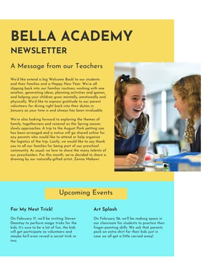 Free  Template: Butter Yellow School Newsletter To Parents Template