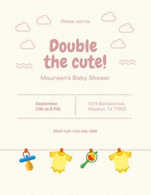 Free  Template: Orange White Baby Shower Flyer Template