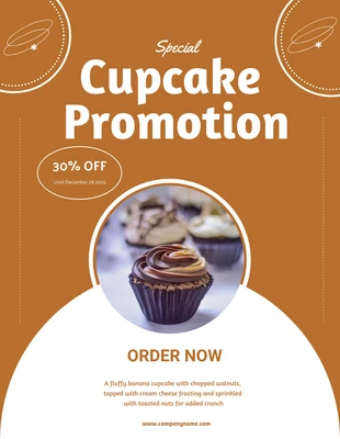 Free  Template: Chocolate Banana Cupcake Promotion Flyer Template