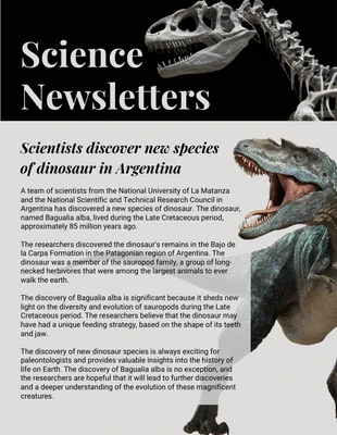 Free  Template: Grey Black Classic School Science Newsletter Template