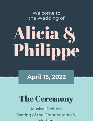 Free accessible Template: Modern Wedding Program Template