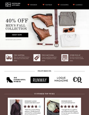 business  Template: Ecommerce Retail Fashion Landing Page Wireframe Template