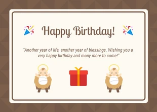 Free  Template: Brown And White Minimalist Playful Wishing Birthday Postcard